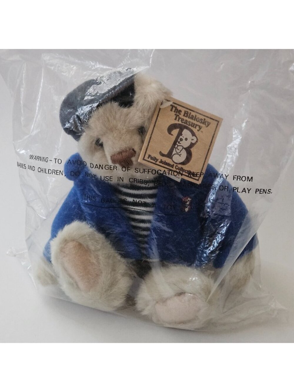 NEW Bialosky Treasury Artist Charlie Jointed 7" Teddy Bear Plush Stand Blue Coat